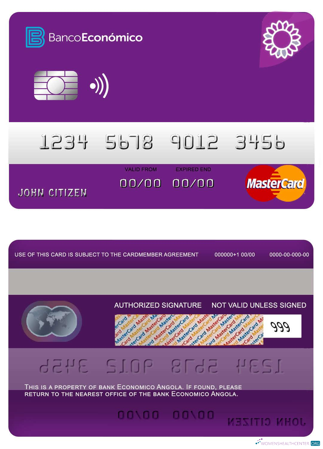 Download Angola Bank Economio mastercard Photoshop template